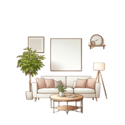 An illustration of a clean living room