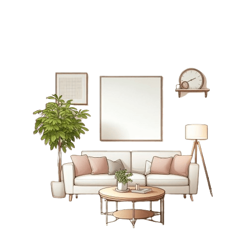 An illustration of a clean living room