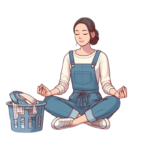 A girl in the lotus pose practicing Mindfulness Through Household Tasks